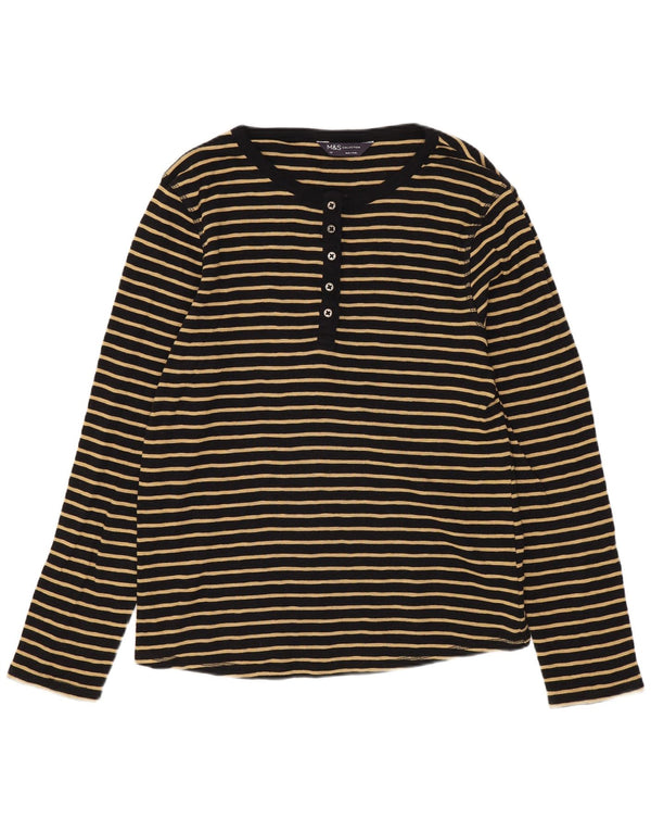 Женский топ с длинным рукавом Marks & Spencer, Великобритания 14, средний черный в полоску, хлопок