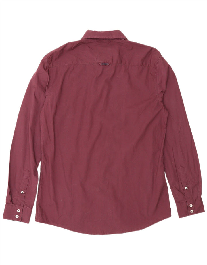 Crew Clothing Мужская приталенная рубашка среднего бордового цвета в пятнах