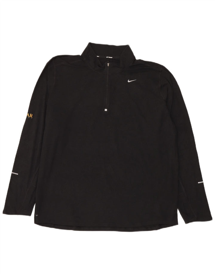 Мужской пуловер с воротником на молнии Nike Dri Fit 2XL, черный полиэстер