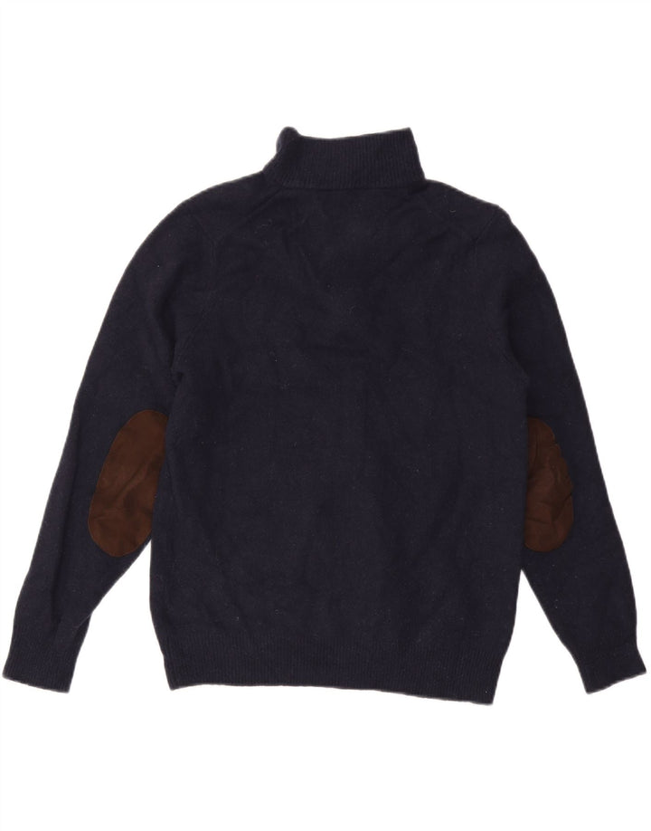 Мужской джемпер с воротником на молнии Barbour, большой темно-синий шерстяной свитер