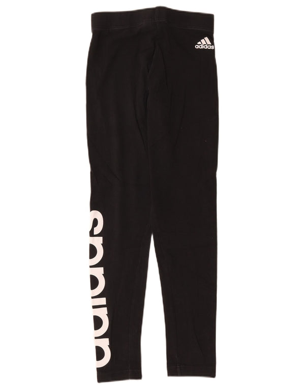 Женские леггинсы Adidas UK 4 XS с рисунком, черный хлопок