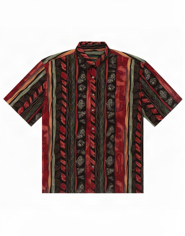 Мужская рубашка с коротким рукавом Ivy Crew 2XL, бордовый полиэстер с цветочным принтом