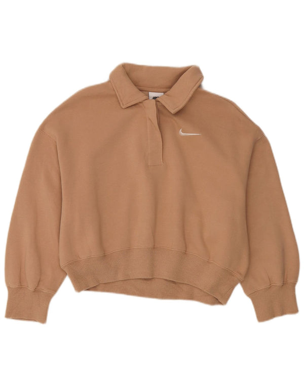 Женский свободный свитер с воротником поло с рукавами 3/4 Nike UK 6 XS Бежевый