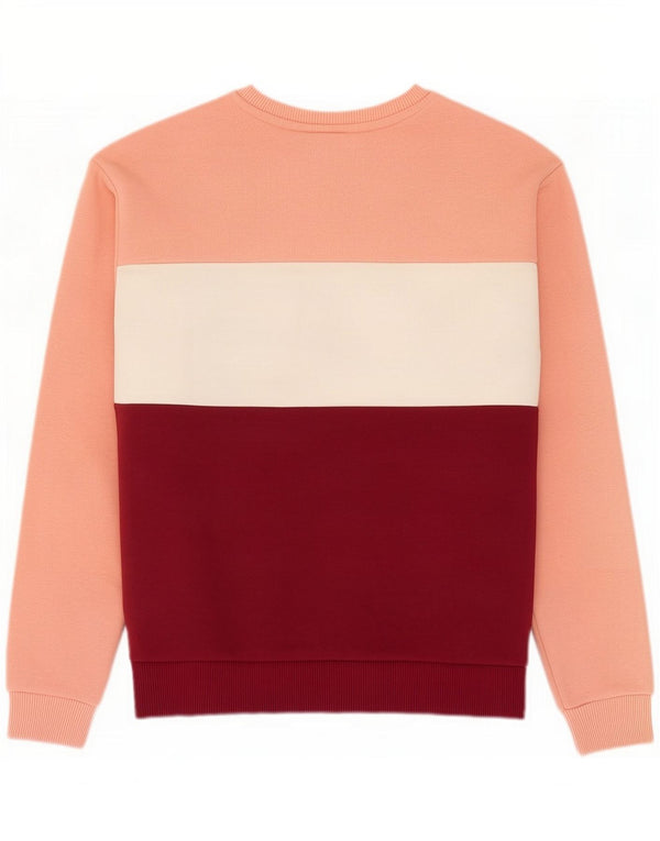 Fila Womens Graphic Sweatshirt Jumper UK 6 XS Pink Colourblock Cotton