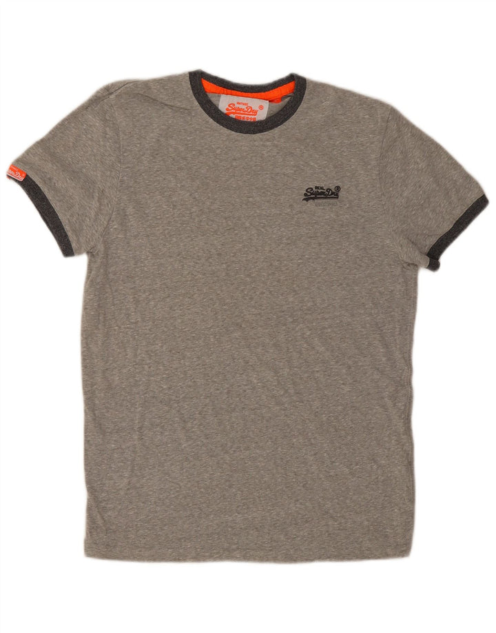 Superdry Мужская футболка из хлопка среднего серого цвета с крапинками