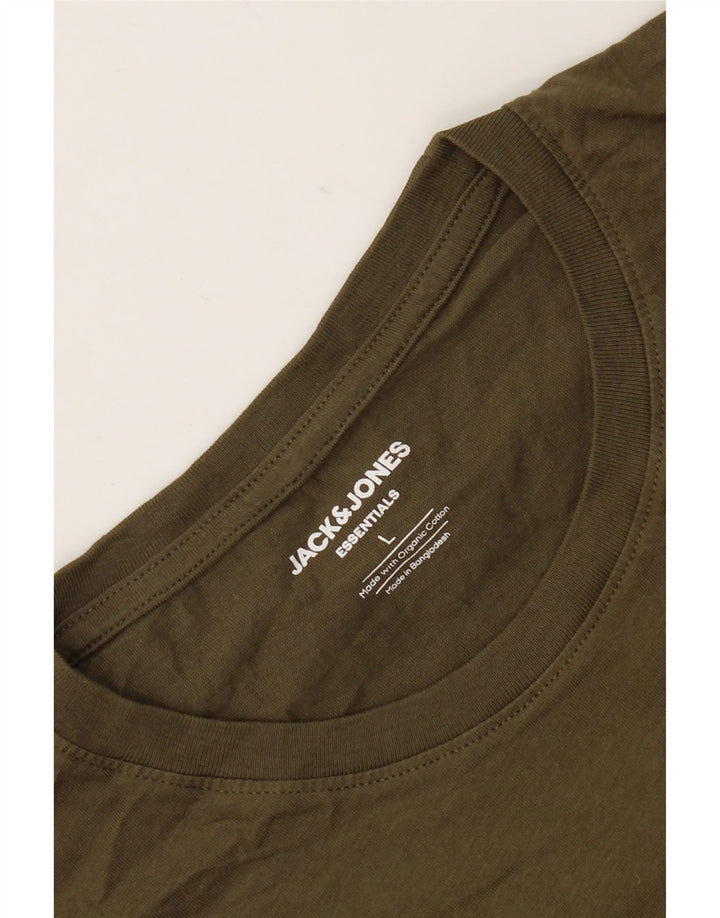 Мужская футболка Jack & Jones из хлопка большого размера цвета хаки