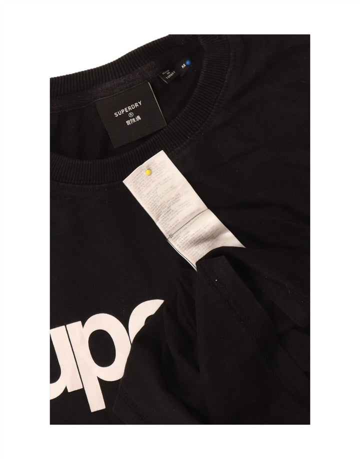 Мужская футболка с рисунком Superdry, топ среднего размера, черный хлопок