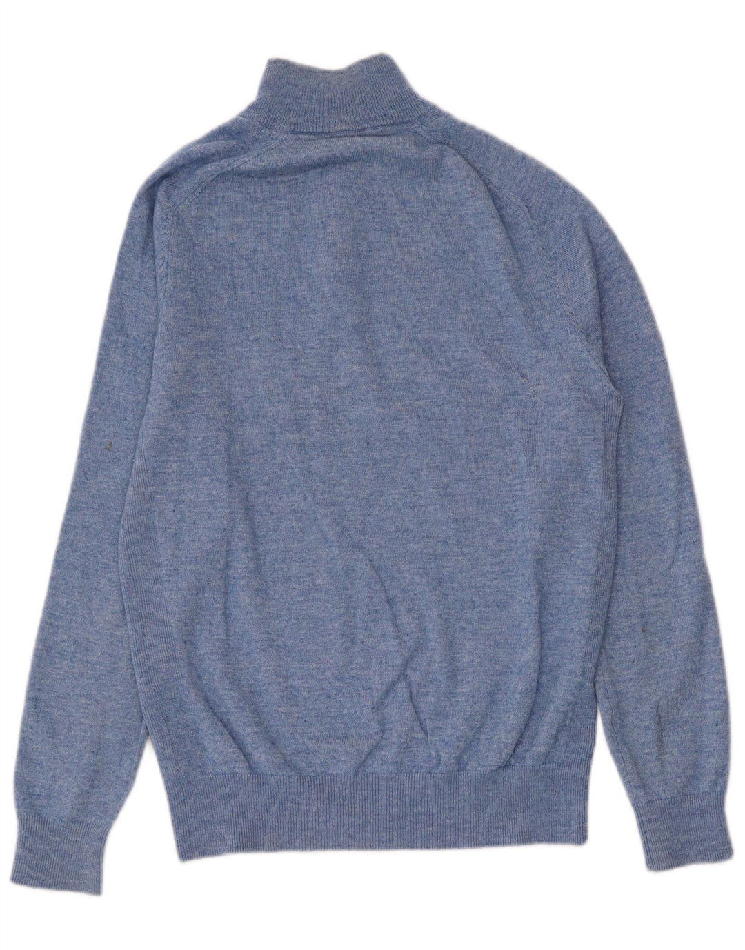 CREW CLOTHING Mens Zip Neck Jumper Sweater Small Blue Flecked Wool