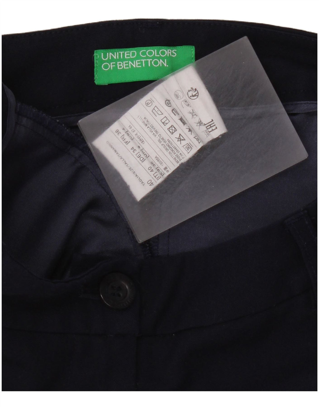 Женские укороченные брюки Benetton UK 8 Small W28 L24 Темно-синий полиэстер