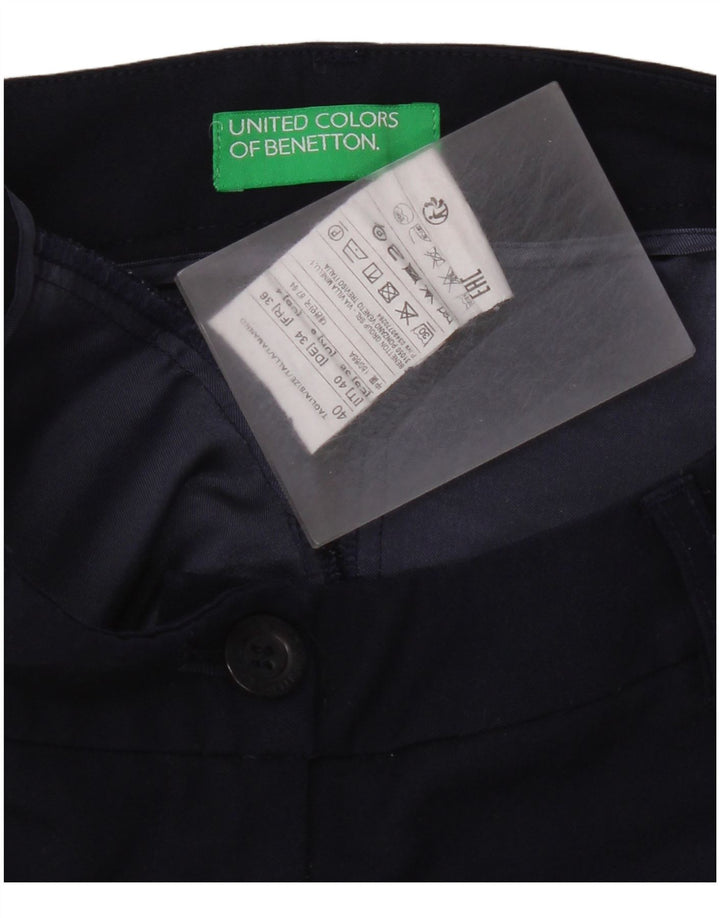 Женские укороченные брюки Benetton UK 8 Small W28 L24 Темно-синий полиэстер