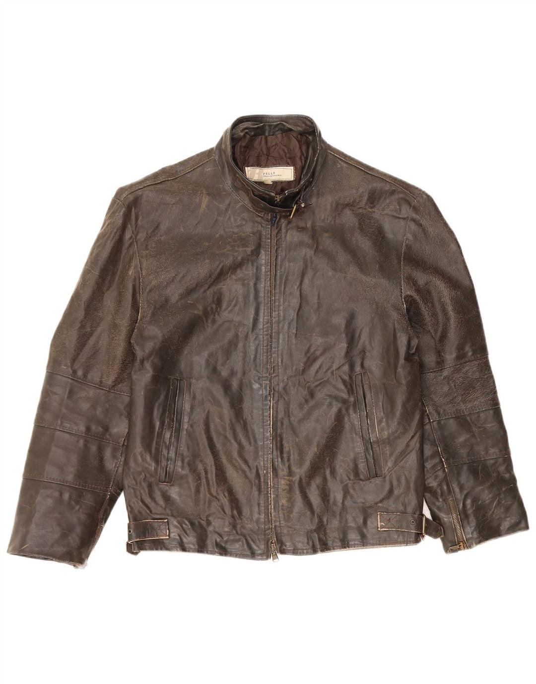 ВИНТАЖНАЯ Женская кожаная куртка с рукавом 3/4 UK 14, кожа среднего коричневого цвета