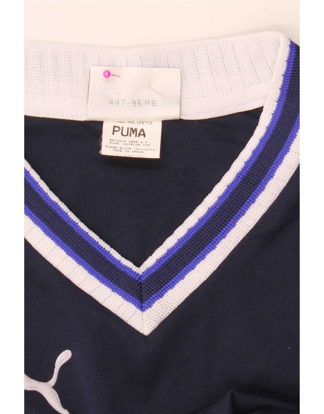 Мужская футболка с рисунком Puma, маленькая, темно-синяя, из полиэстера с цветными блоками