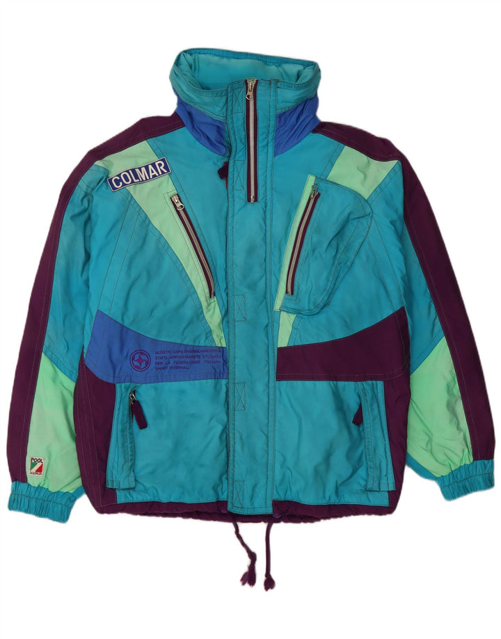 COLMAR Мужская лыжная куртка свободного кроя с капюшоном IT 44 XS Синяя с цветными блоками