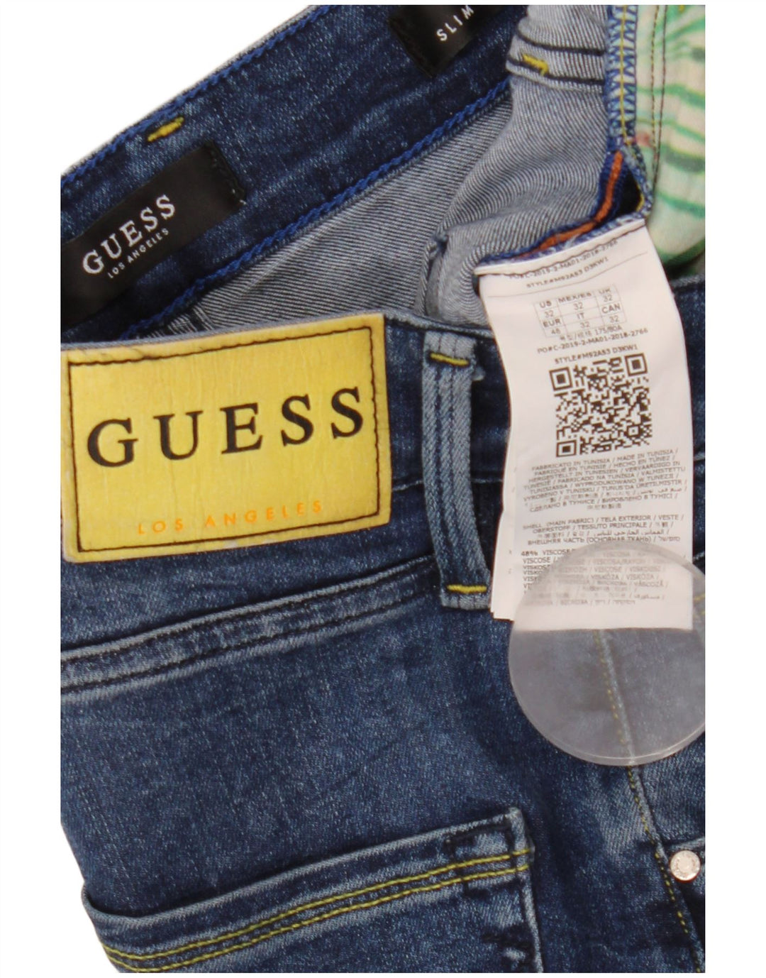 Guess Мужские потертые узкие джинсы W32 L33 Синие вискозы