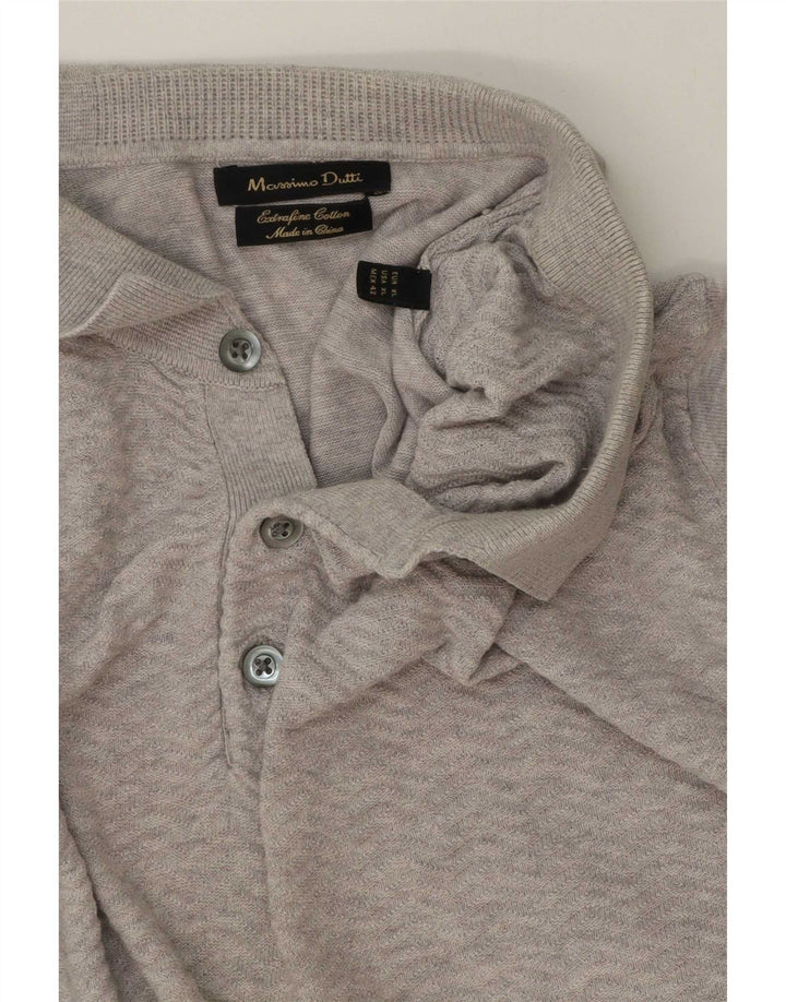 Мужской свитер с воротником поло Massimo Dutti XL, серый хлопок