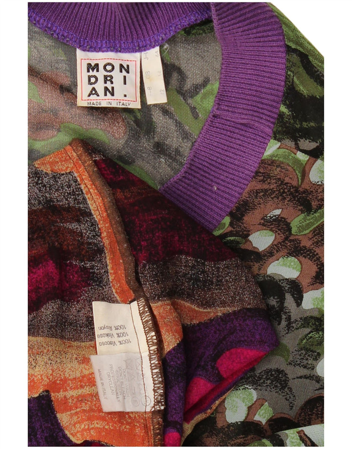 ВИНТАЖНАЯ женская блузка с абстрактным узором, Великобритания, 14 больших разноцветных цветов