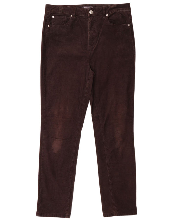 Marks & Spencer Womens Slim Corduroy Trousers UK 14 Large W32 L29 Brown