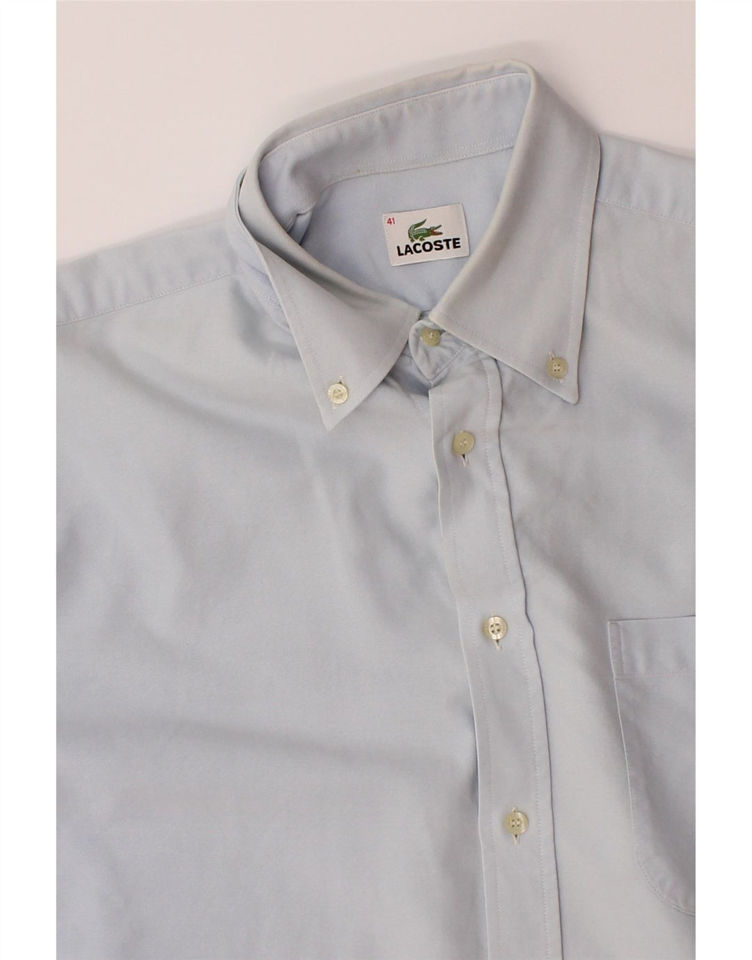 LACOSTE Mens Short Sleeve Shirt Size 41 Medium Blue Cotton Vintage Lacoste and Second-Hand Lacoste from Messina Hembry 