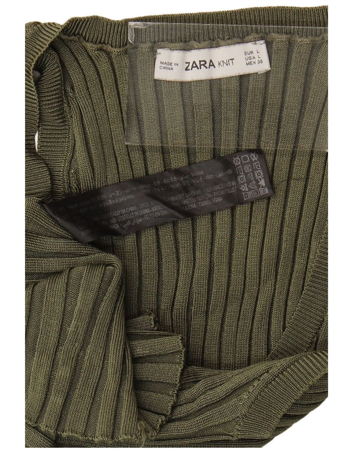 Женский жилет Zara UK 14, большой цвет хаки, вискоза