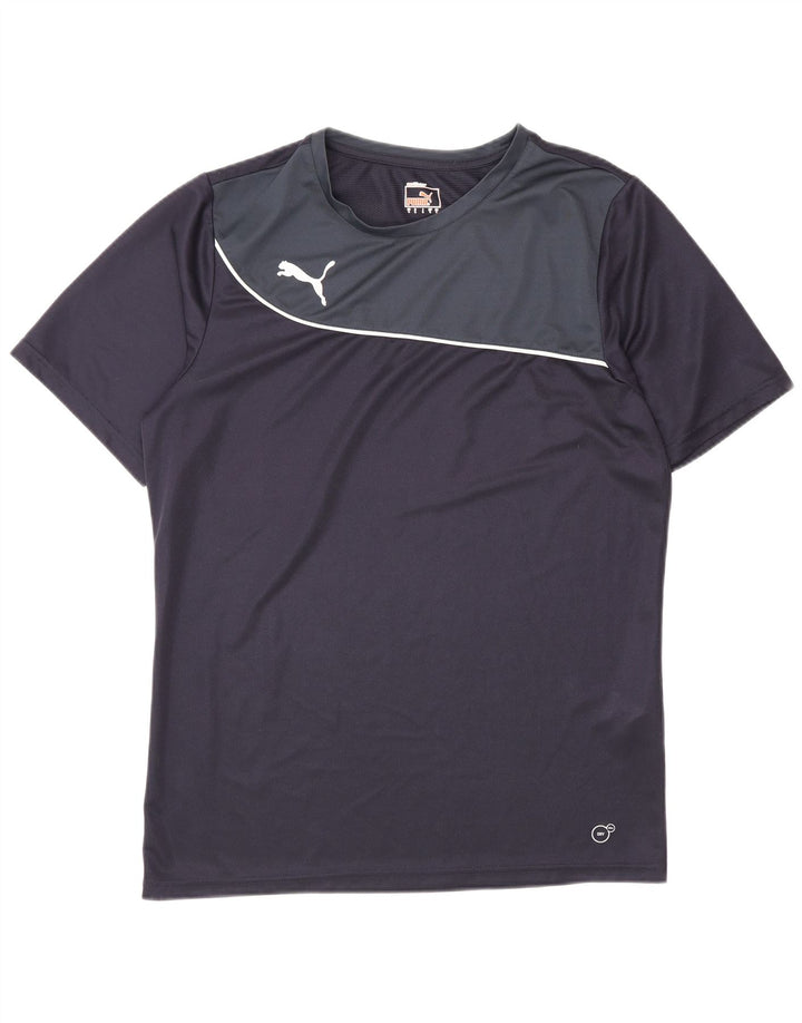 Мужская футболка Puma, большая, темно-синяя, с цветными блоками