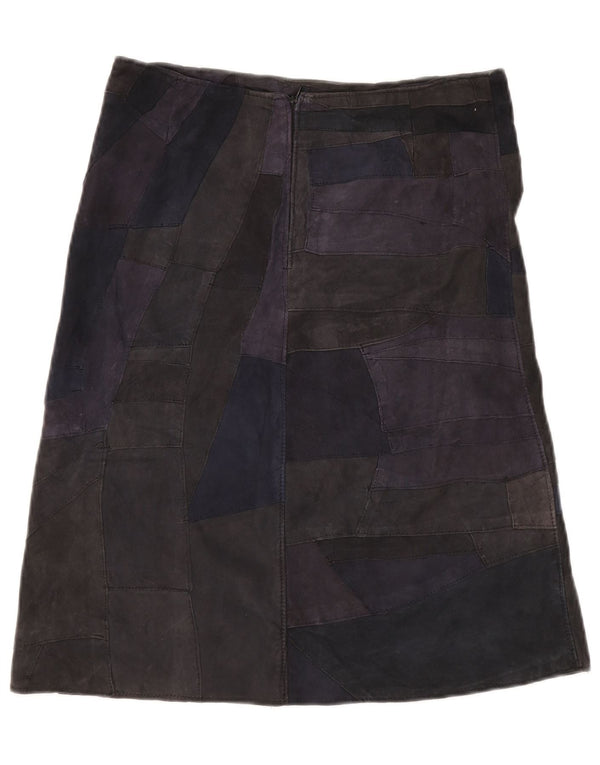 ВИНТАЖНАЯ женская замшевая юбка UK 10, маленькая W28, разноцветная лоскутная кожа