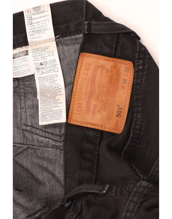 Мужские прямые джинсы Levi's 501 W34 L32, черный хлопок