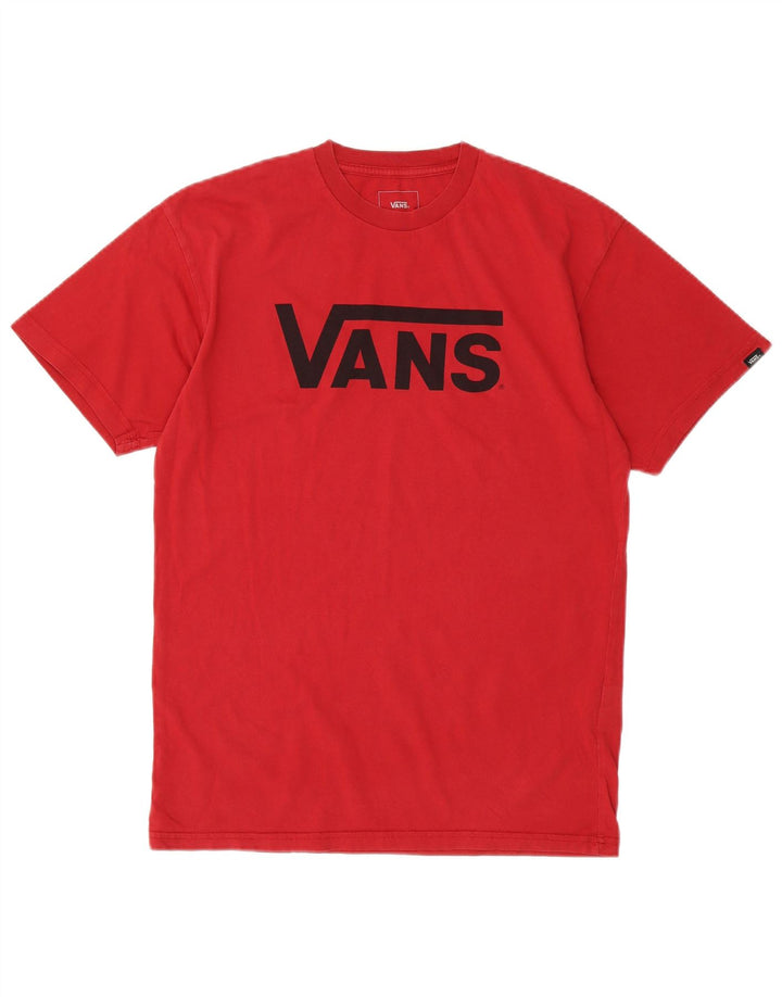 Мужская футболка классического кроя Vans, хлопковый топ среднего красного цвета