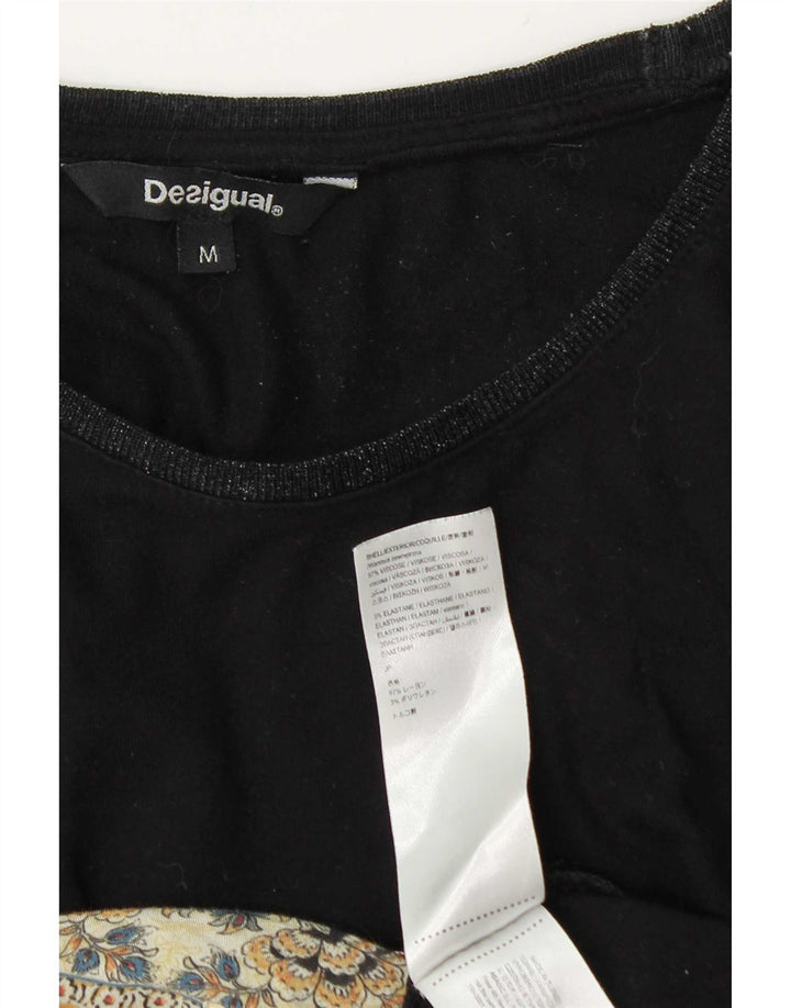 Женский топ Desigual с длинным рукавом UK 14, средний черный, вискоза с цветочным принтом