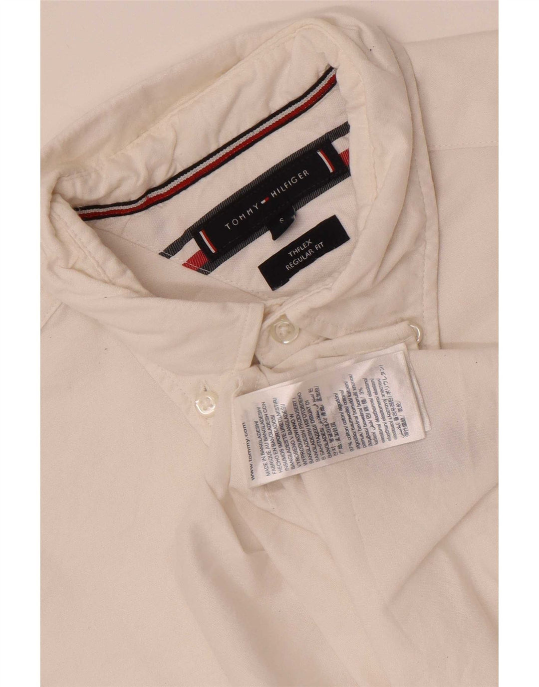Tommy Hilfiger Мужская рубашка стандартного кроя, маленький белый хлопок