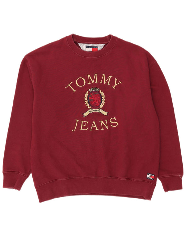 Мужской свитшот с рисунком Tommy Hilfiger, джемпер среднего цвета, бордовый хлопок, хлопок