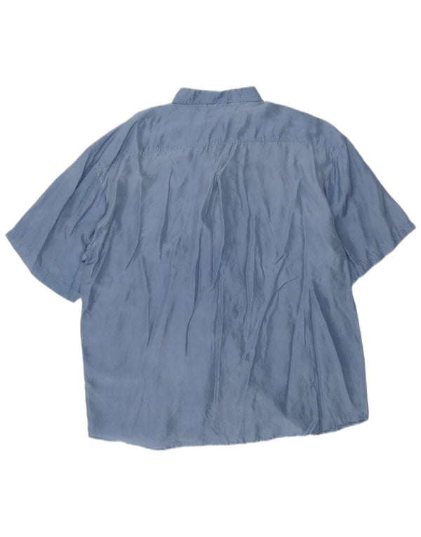 Винтажная женская блузка-рубашка с коротким рукавом, Великобритания, 18 XL, синяя