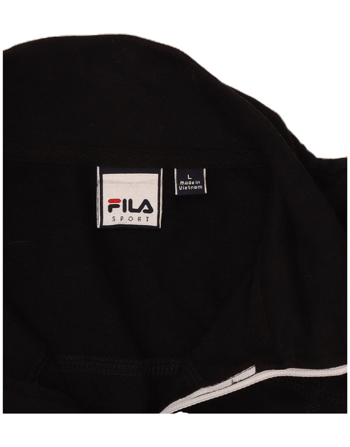FILA Womens Tracksuit Top Jacket UK 14 Large Black Cotton Vintage Fila and Second-Hand Fila from Messina Hembry 