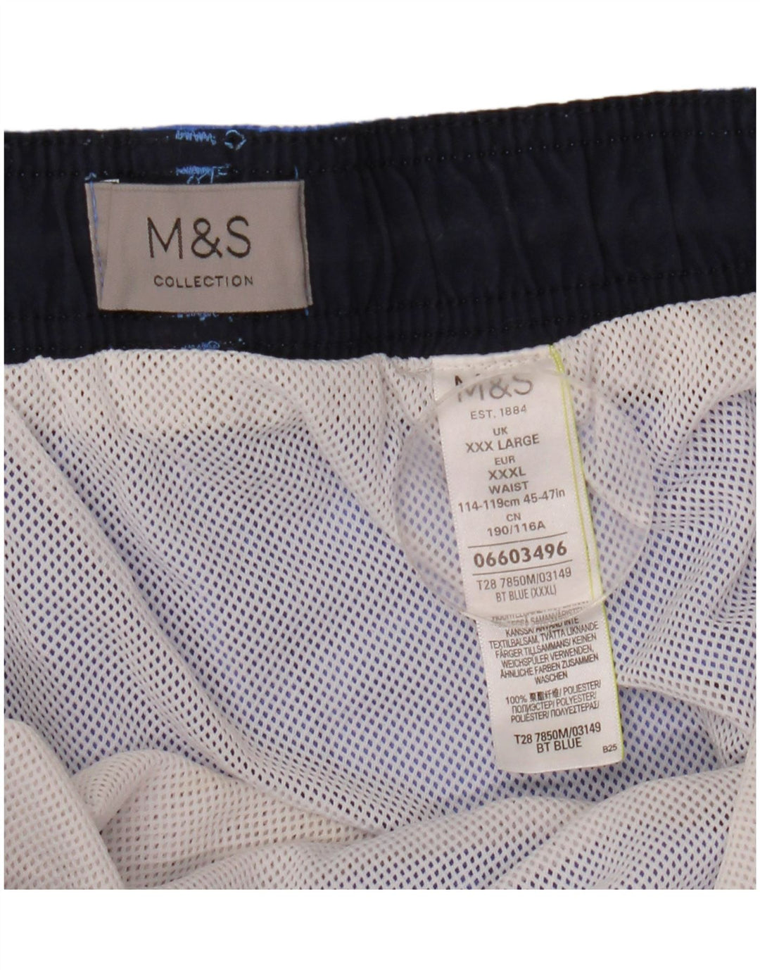 Мужские шорты для плавания Marks & Spencer 3XL, синие, полиэстер