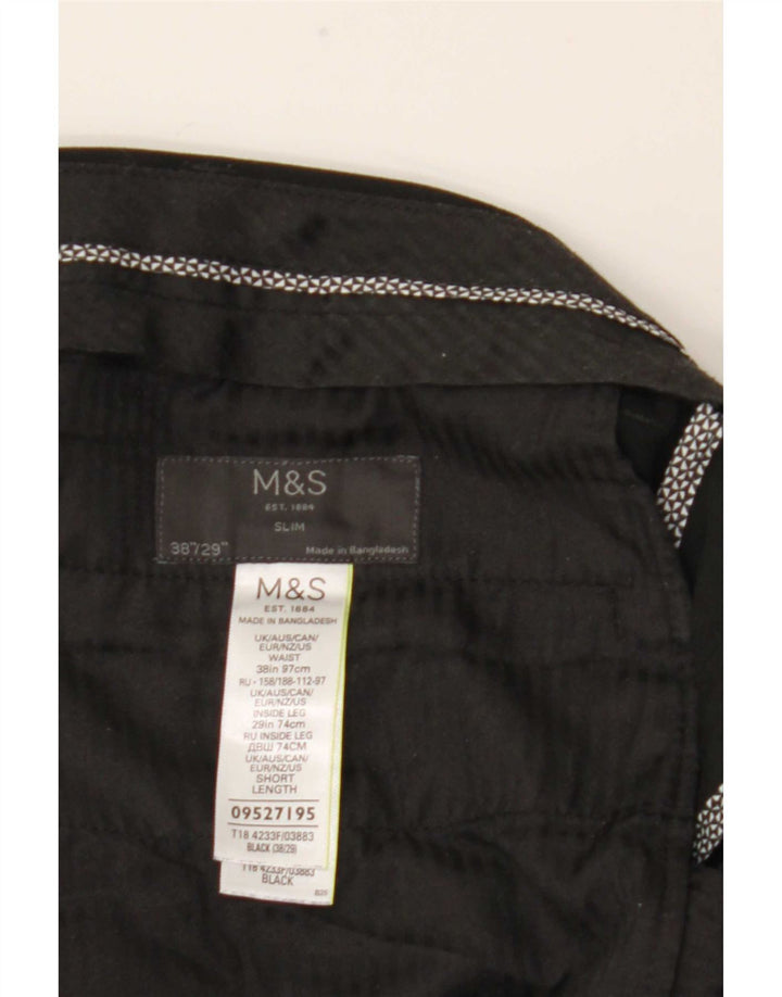Мужские узкие брюки Marks & Spencer W38 L29, черный полиэстер