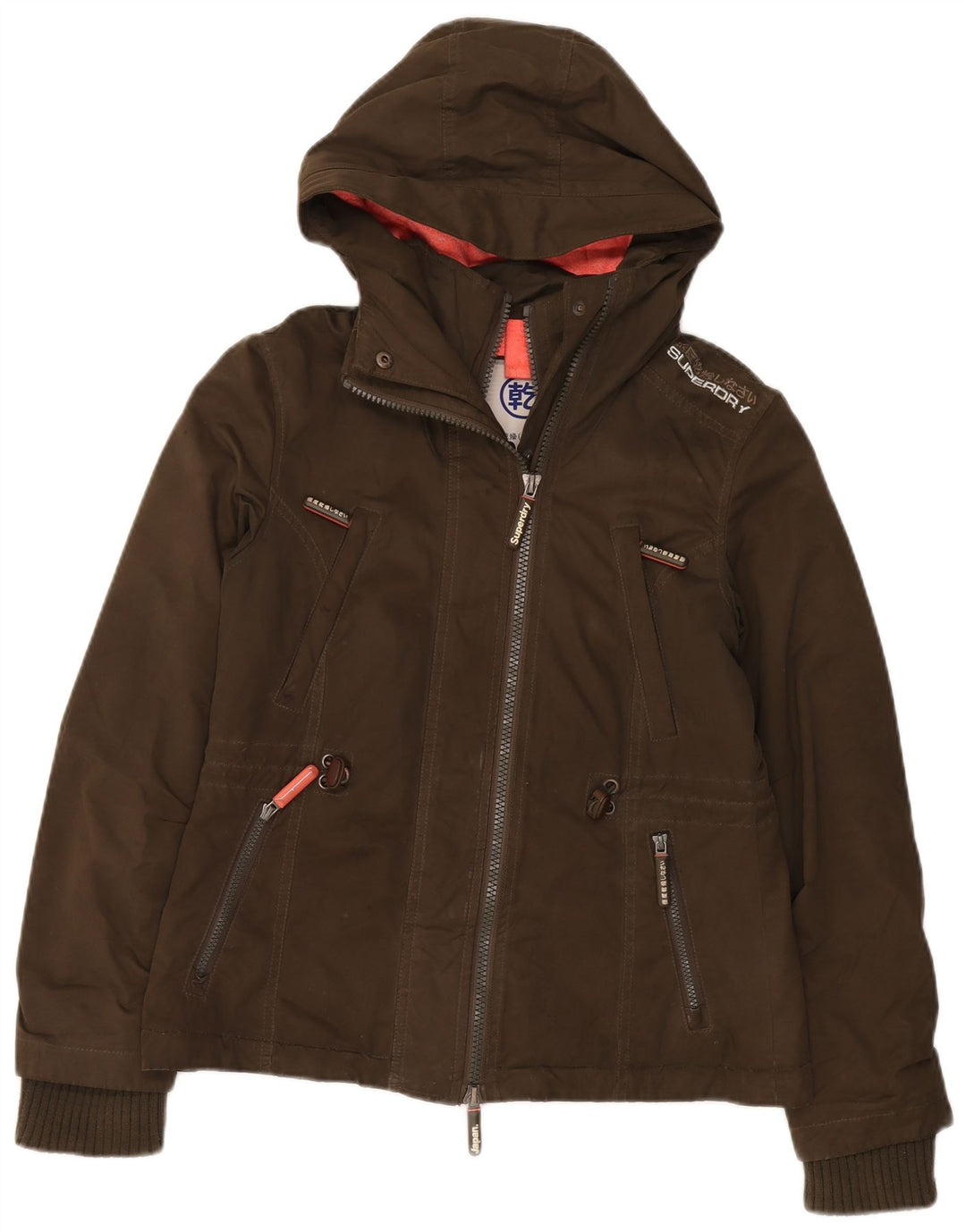 Женская ветровка с капюшоном Superdry UK 14, средний цвет хаки, полиэстер