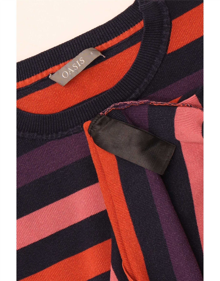 Oasis Женщины Crew Neck Джемпер Свитер UK 10 Маленький Многоцветный Полосатый
