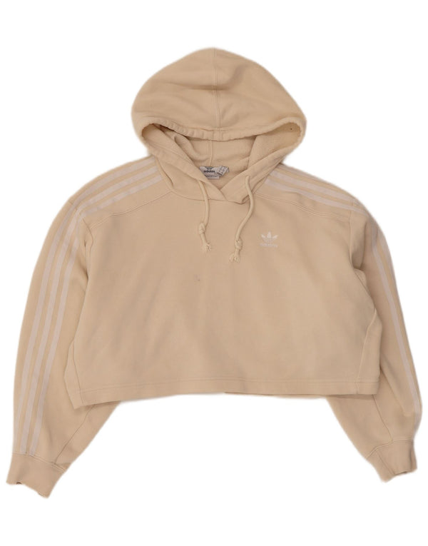 Женский укороченный джемпер с капюшоном Adidas Oversized UK 6 XS, бежевый хлопок