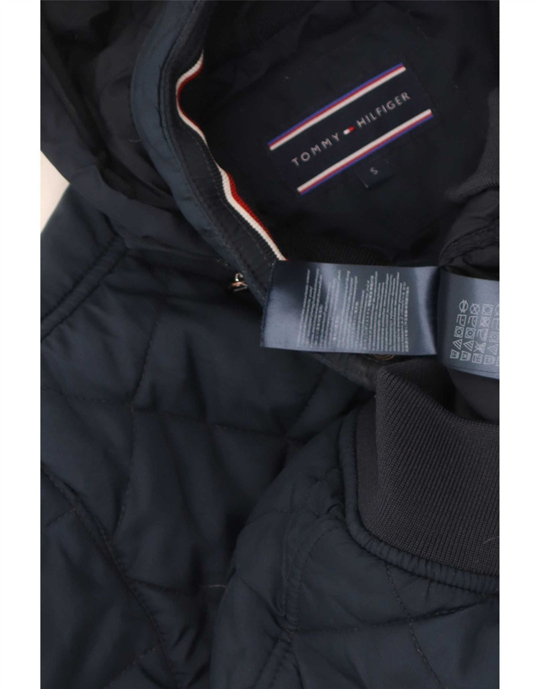 Мужская стеганая куртка с капюшоном Tommy Hilfiger UK 36, маленькая, темно-синяя, полиэстер