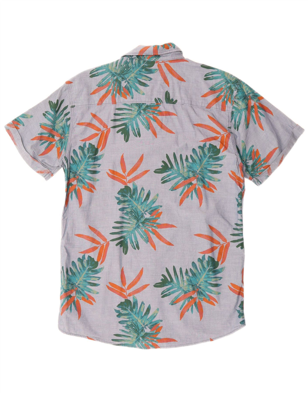 JACK & JONES Мужская рубашка с коротким рукавом из хлопка среднего серого цвета с цветочным принтом