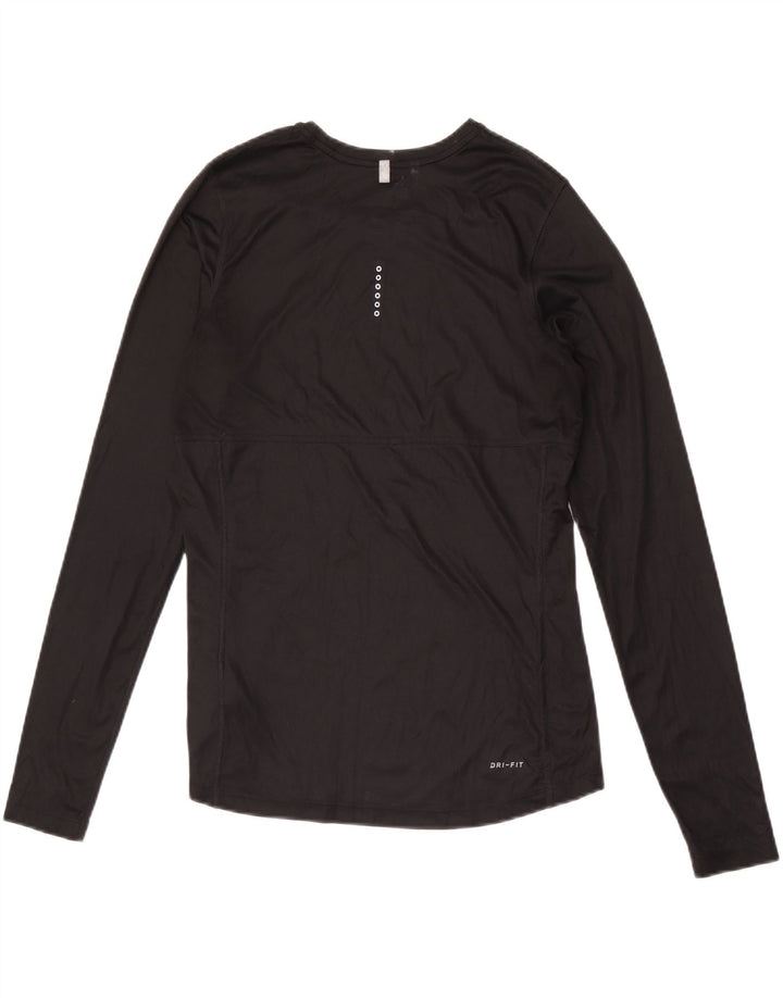 Женский топ NIKE Dri Fit с длинным рукавом UK 12, средний черный полиэстер