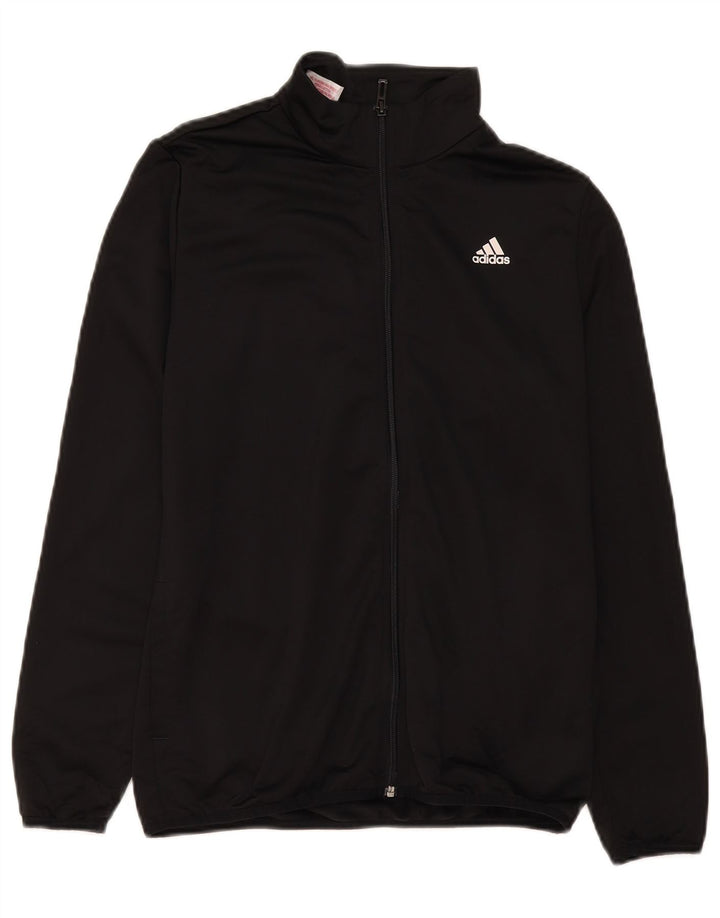 Спортивный костюм Adidas для мальчиков с графическим рисунком, верхняя куртка 13-14 лет, черный полиэстер