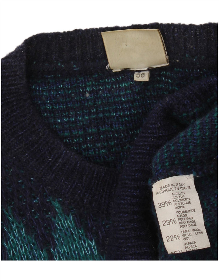 4 Мужской джемпер с вырезом «лодочка» CASTELLA IT 56 XL Темно-синий с геометрическим узором