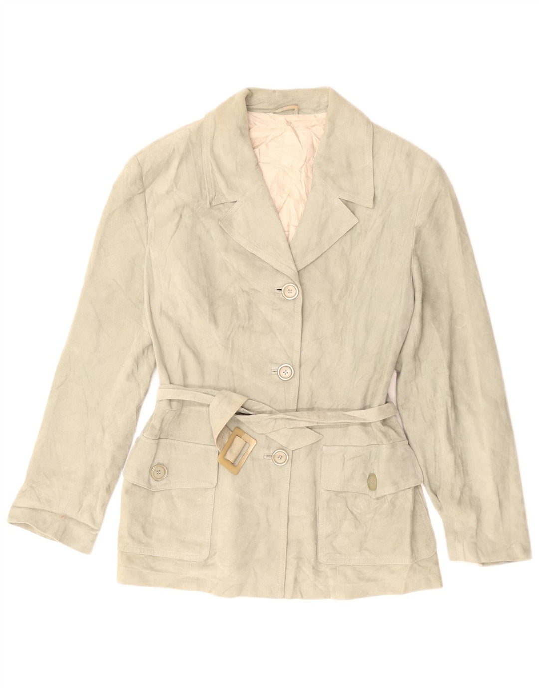 Женский замшевый пиджак Pollini на 3 пуговицах, Великобритания 14, средний зеленый