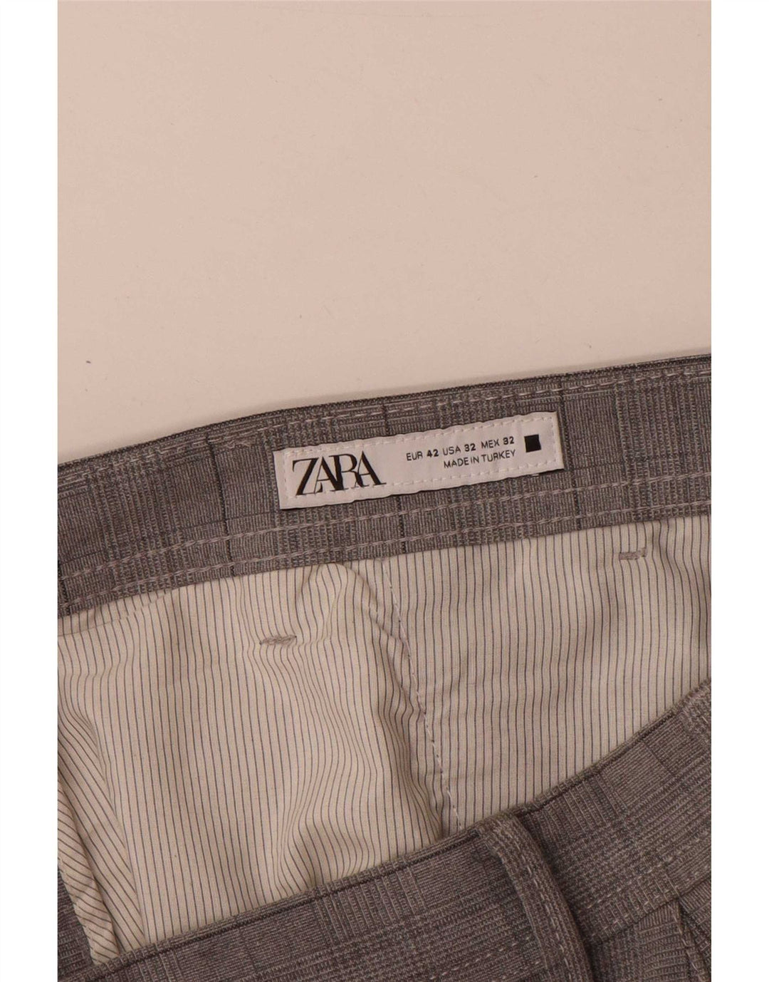 Мужские узкие брюки-чиносы Zara EU 42, большие, W32 L30, серые, полиэстер в клетку