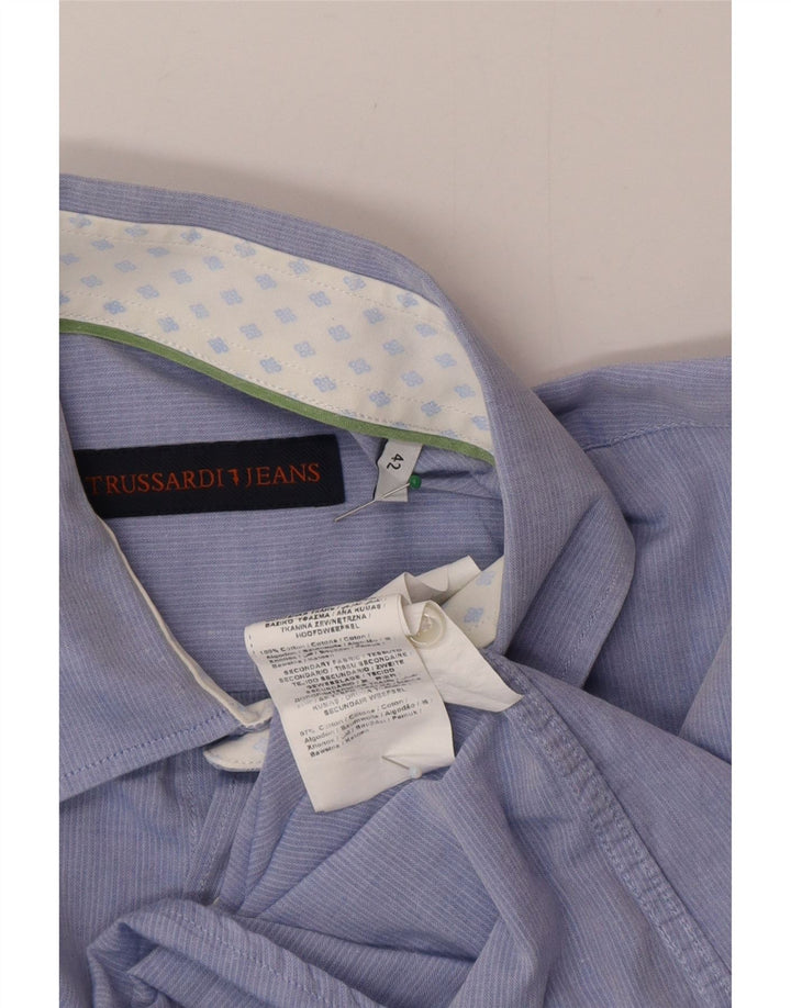 Мужская рубашка Trussardi, размер 42, большая синяя, хлопок