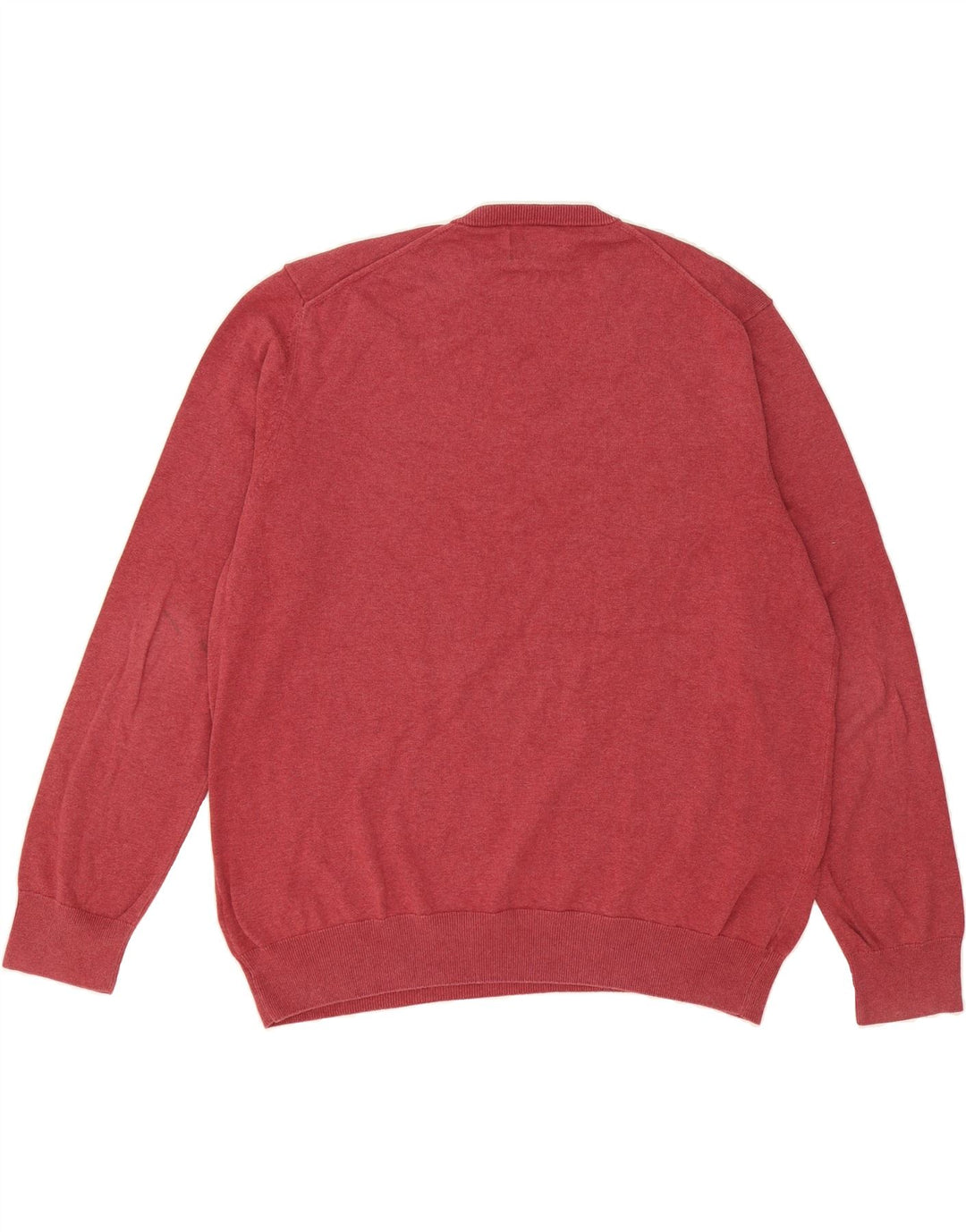 MARKS & SPENCER Mens V-Neck Jumper Sweater 2XL Red Cotton Vintage Marks & Spencer and Second-Hand Marks & Spencer from Messina Hembry 