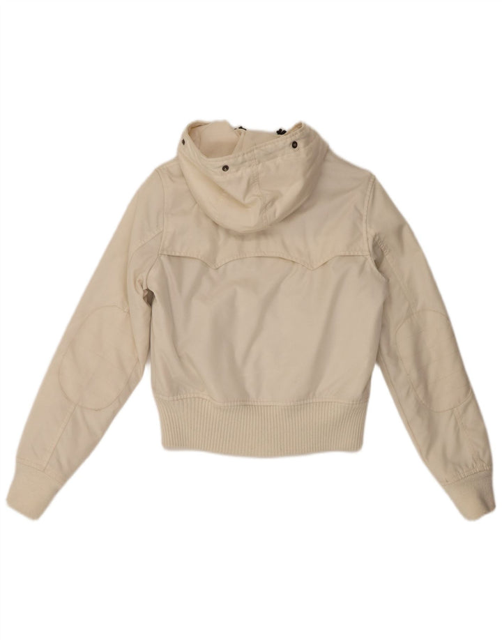Женский бомбер Woolrich с капюшоном, Великобритания 10, маленький, белый, нейлоновый