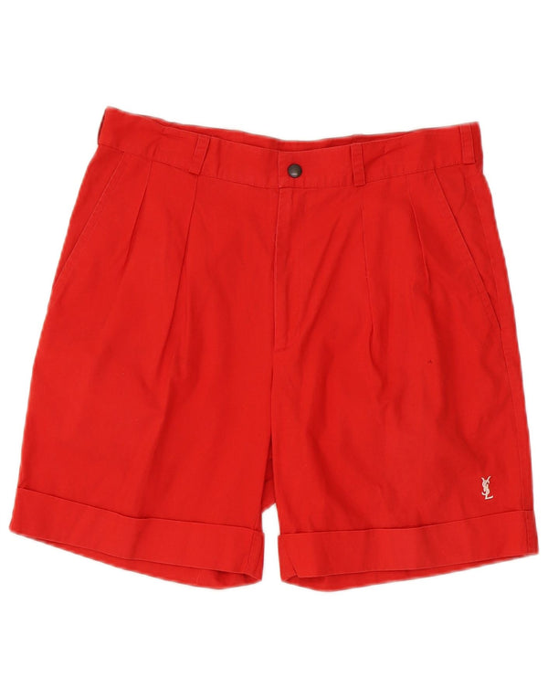 Yves Saint Laurent Womens High Waist Pegged Chino Shorts IT 48 XL W28 Red