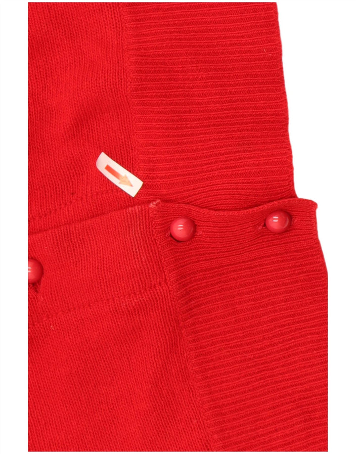 Винтажный женский кардиган-свитер UK 12, средний красный цветочный шерстяной свитер