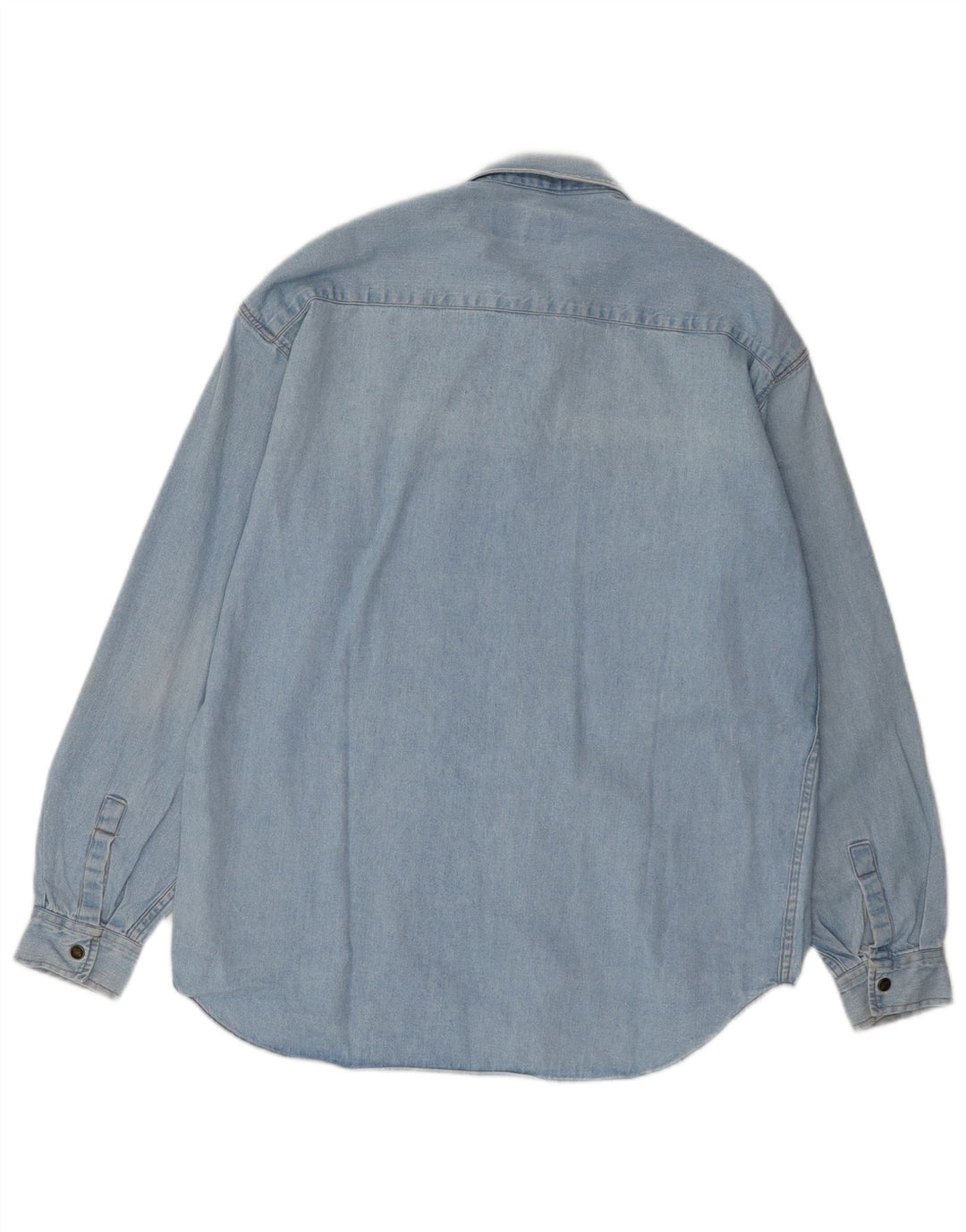 Винтажная мужская джинсовая рубашка из хлопка среднего синего цвета
